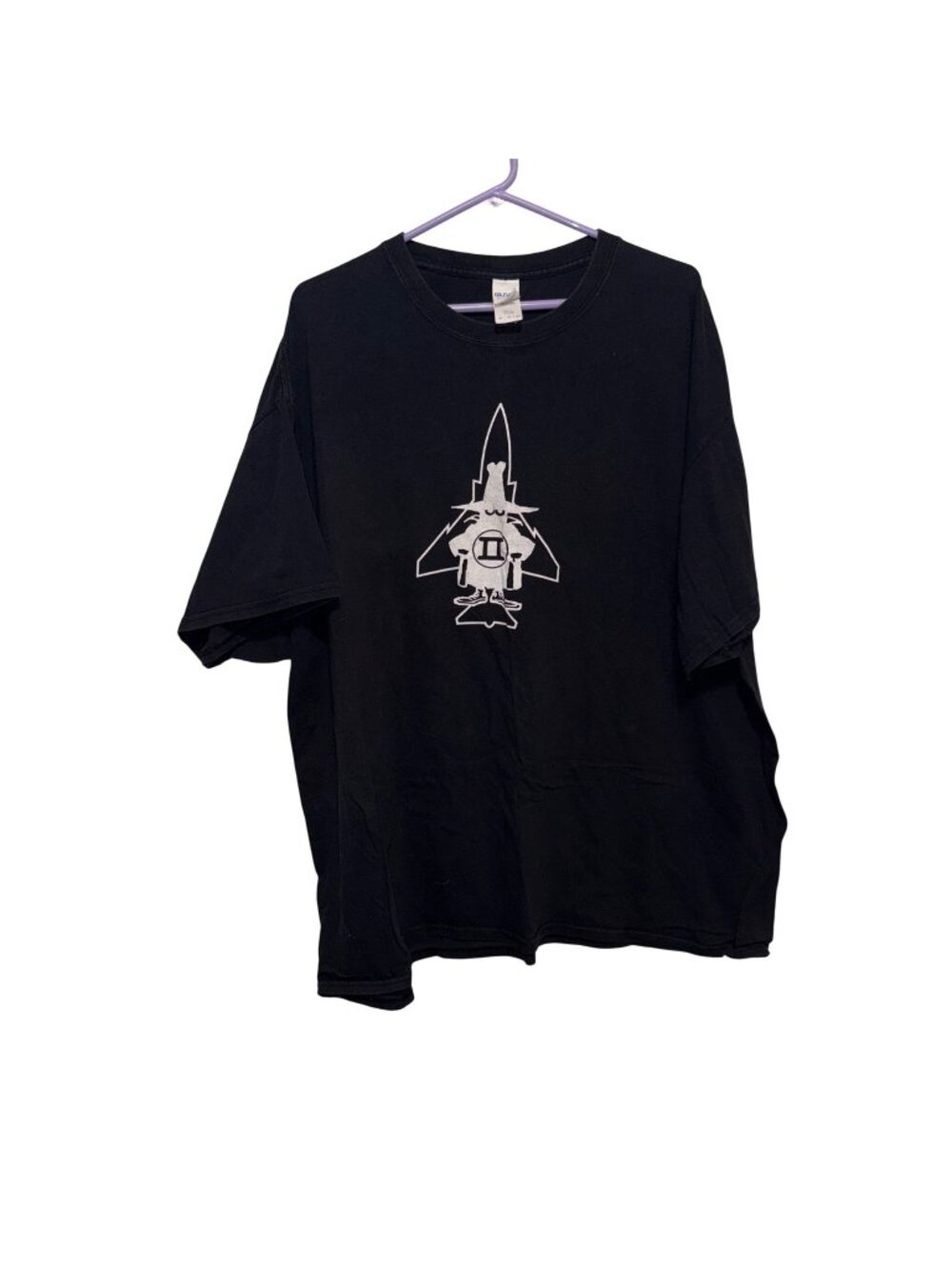 The Spook Fighter Jet Mascot Shirt Black Graphic Tee With Rocket Mens 3XL Cotton